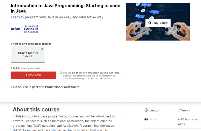 Introduction to Java (by UC3Mx) - edX