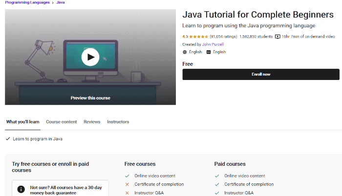 Java Tutorials for Beginners (Top-rated) - Udemy