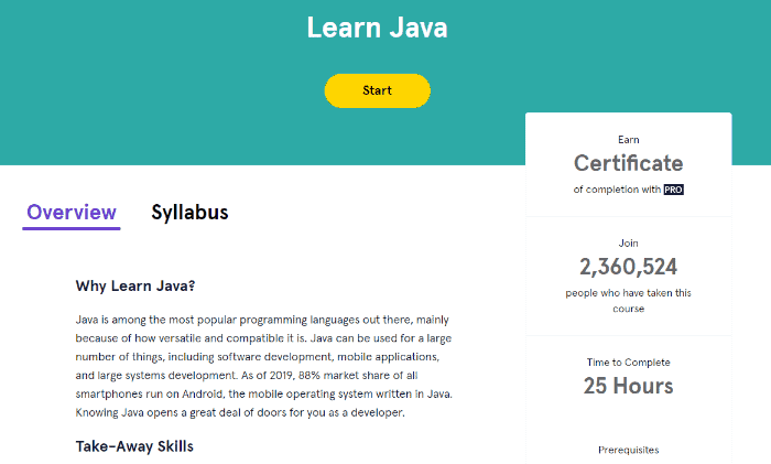 Learn Java Language - Code Academy